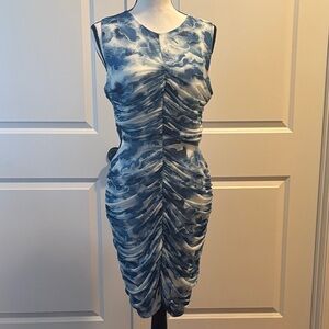 Elegant Blue Ruched Dress